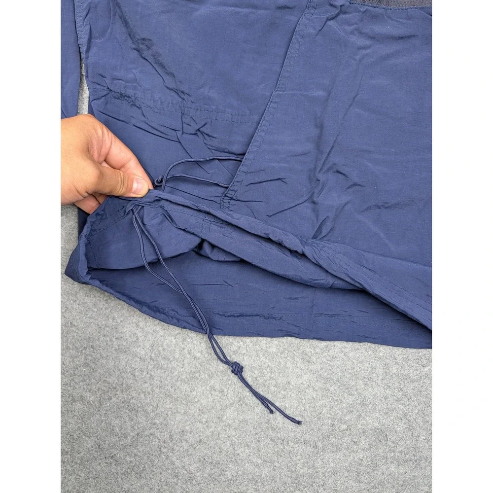 Vintage Woolrich Jacket Mens Large Blue Nylon Anorak Hooded 1/4 Zip Pullover